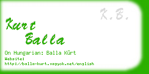 kurt balla business card